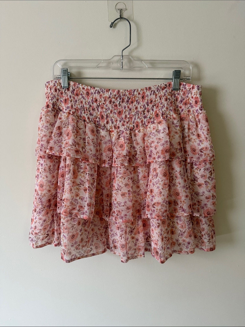 ARULA Pink Floral Tiered Mini Skirt